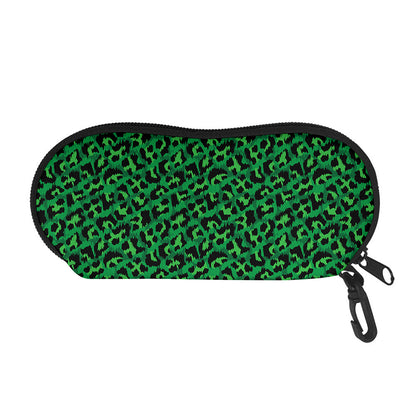 Green Leopard Print Glasses Case