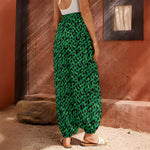 Green Leopard Print Harem Pants