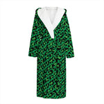 Green Leopard Print Hooded Bathrobe