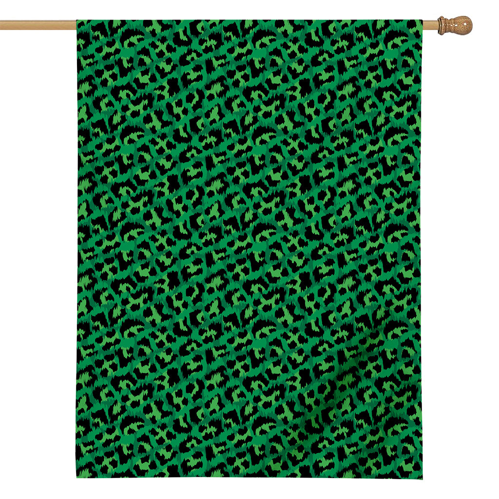 Green Leopard Print House Flag