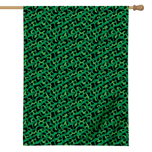 Green Leopard Print House Flag