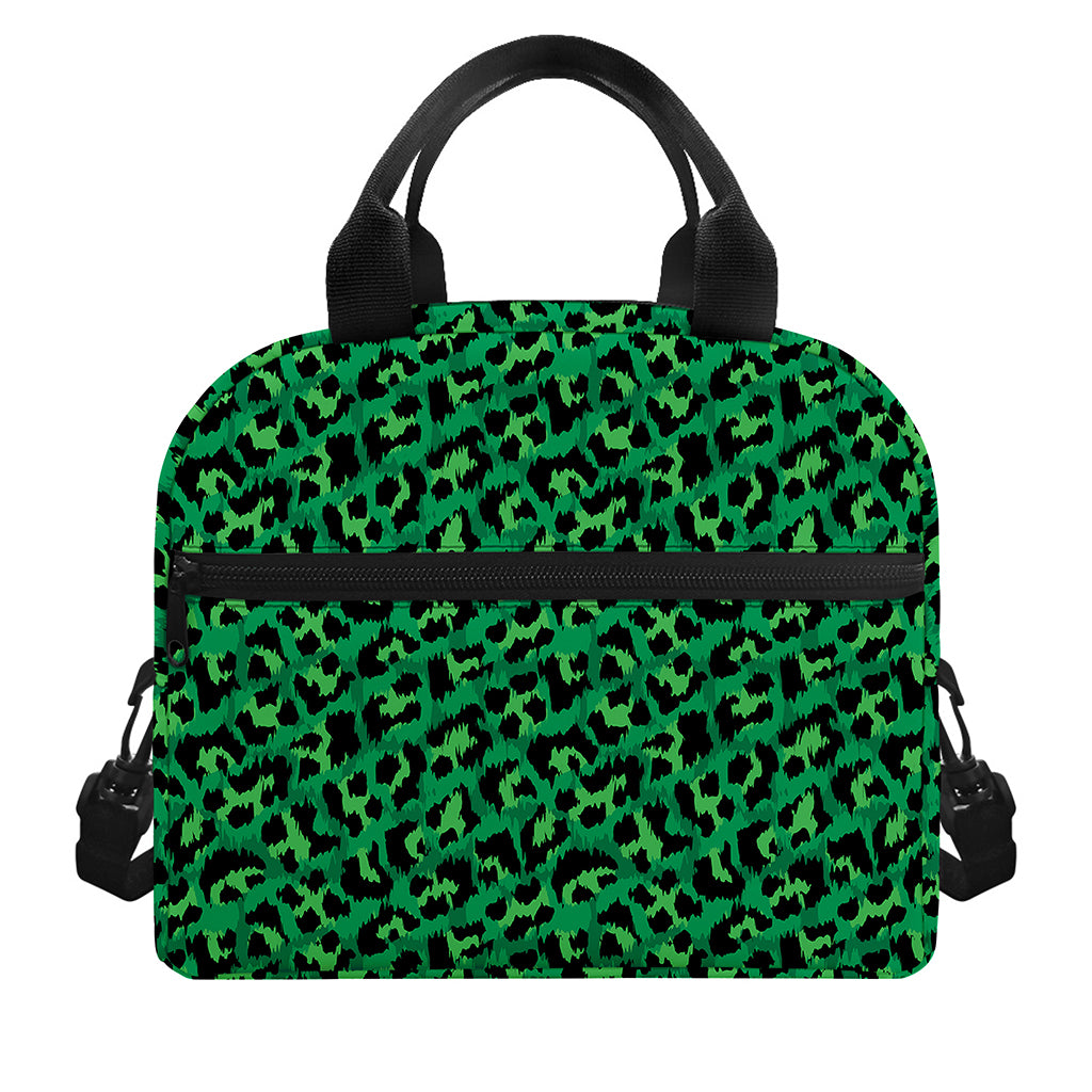 Green Leopard Print Insulated Lunch Bag