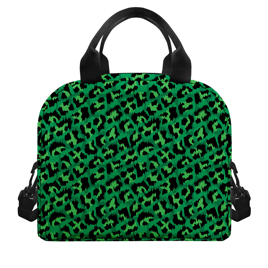 Green Leopard Print Insulated Lunch Bag