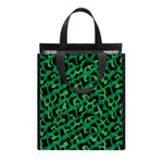 Green Leopard Print Insulated Lunch Tote