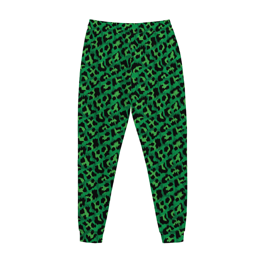 Green Leopard Print Jogger Pants