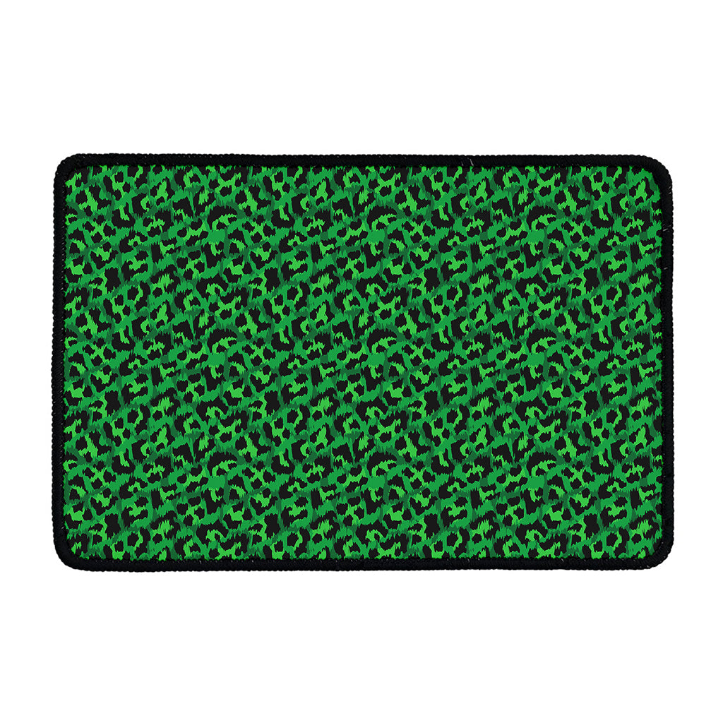 Green Leopard Print Kitchen Mat