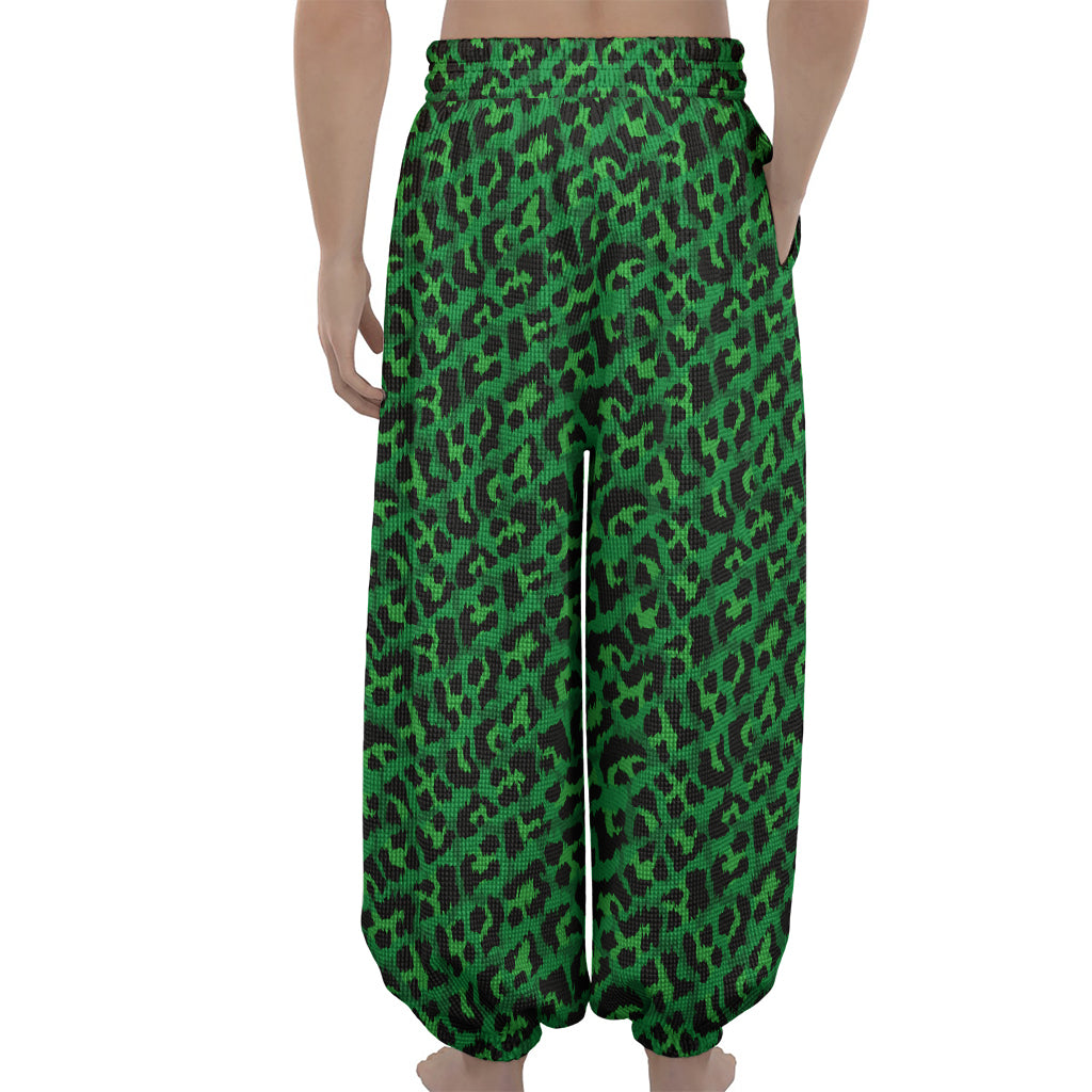 Green Leopard Print Lantern Pants