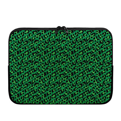 Green Leopard Print Laptop Sleeve