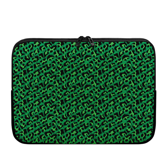 Green Leopard Print Laptop Sleeve