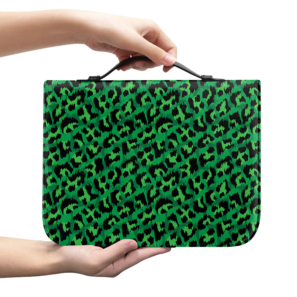Green Leopard Print Leather Bible Cover