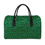 Green Leopard Print Leather Duffle Bag
