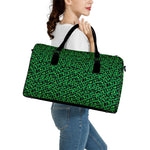 Green Leopard Print Leather Duffle Bag