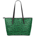 Green Leopard Print Leather Tote Bag With Zipper