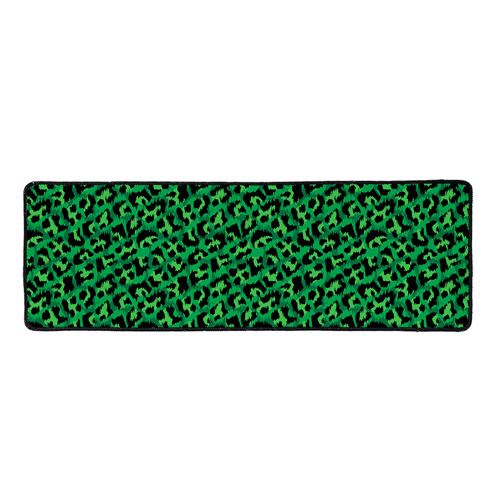 Green Leopard Print Long Kitchen Mat