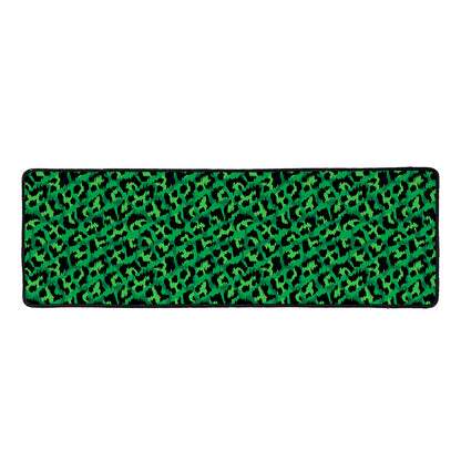 Green Leopard Print Long Kitchen Mat