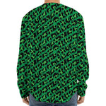 Green Leopard Print Long Sleeve Baseball Jersey
