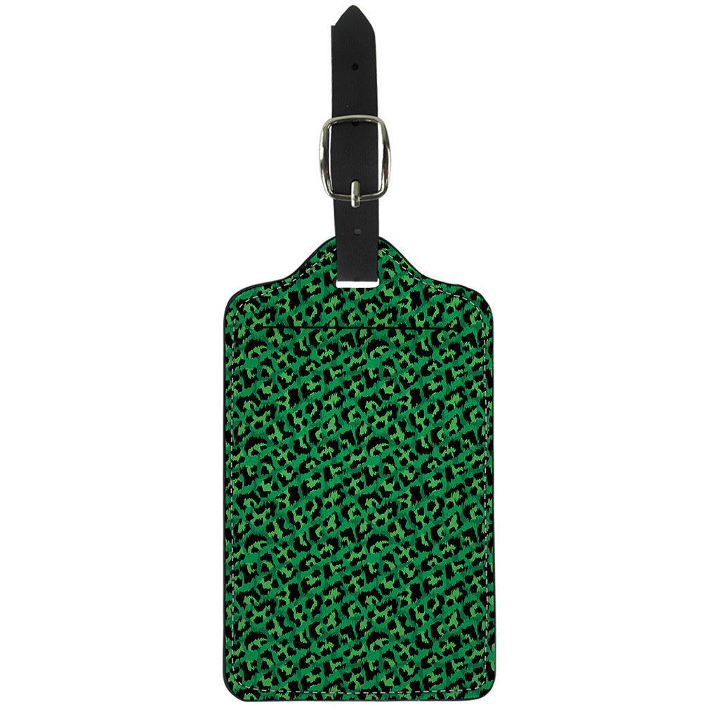 Green Leopard Print Luggage Tag