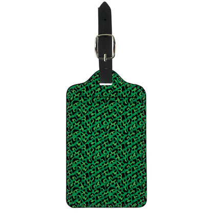 Green Leopard Print Luggage Tag