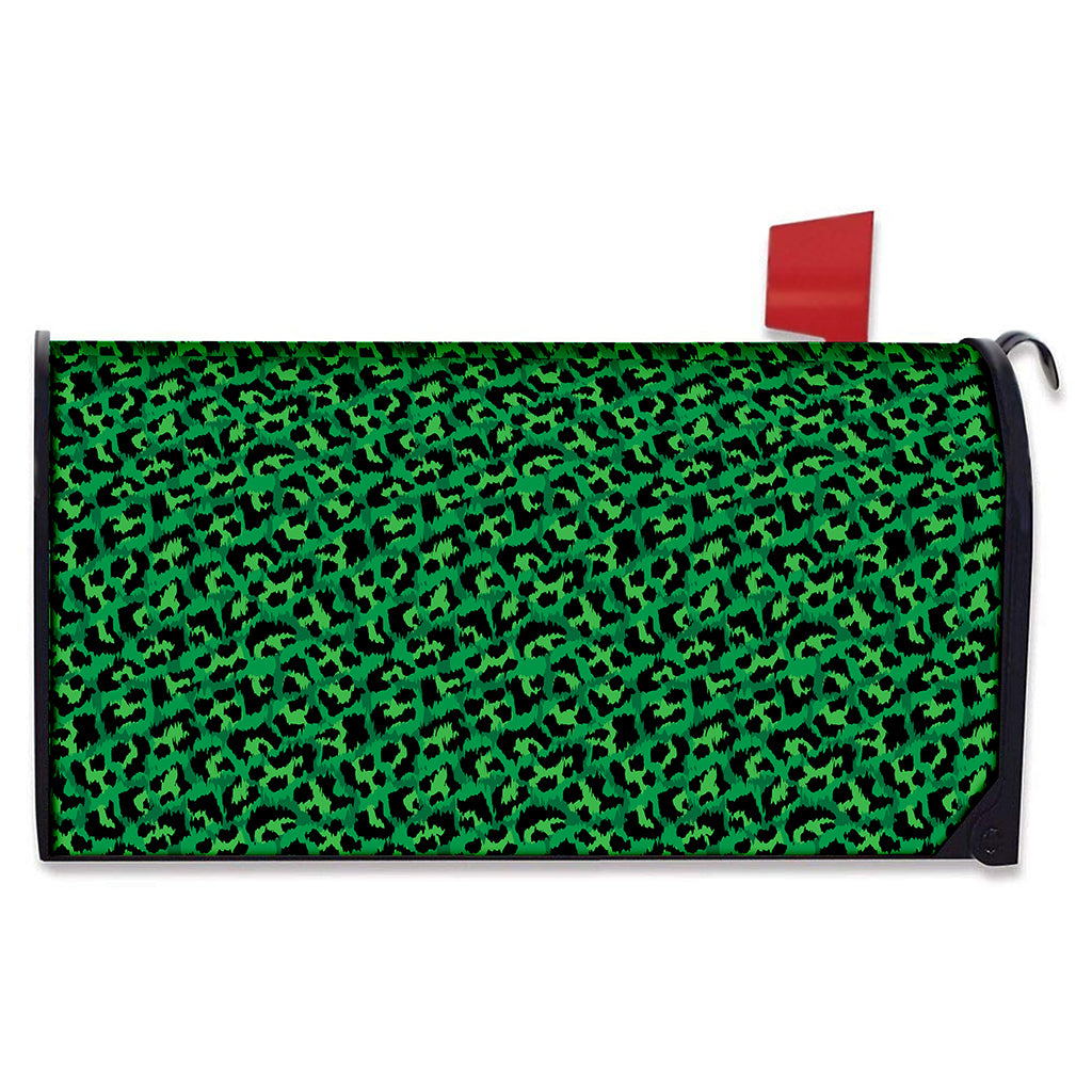Green Leopard Print Mailbox Cover