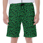 Green Leopard Print Men's Beach Shorts