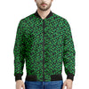 Green Leopard Print Men's Bomber Jacket