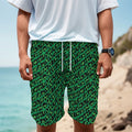 Green Leopard Print Men's Cargo Shorts