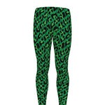 Green Leopard Print Men's leggings