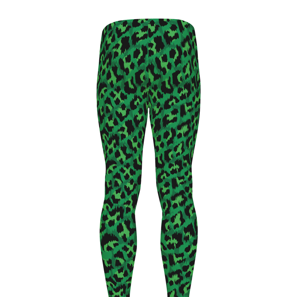 Green Leopard Print Men's leggings