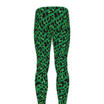 Green Leopard Print Men's leggings