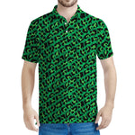 Green Leopard Print Men's Polo Shirt