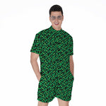 Green Leopard Print Men's Rompers