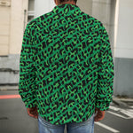 Green Leopard Print Men's Shirt Jacket