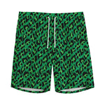 Green Leopard Print Men's Sports Shorts
