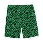 Green Leopard Print Men's Sports Shorts