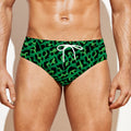 Green Leopard Print Men's Swim Briefs