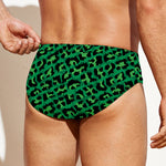 Green Leopard Print Men's Swim Briefs