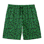 Green Leopard Print Men's Swim Trunks