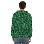 Green Leopard Print Men's Velvet Pullover Hoodie