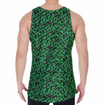 Green Leopard Print Men's Velvet Tank Top