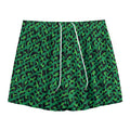 Green Leopard Print Mesh Shorts