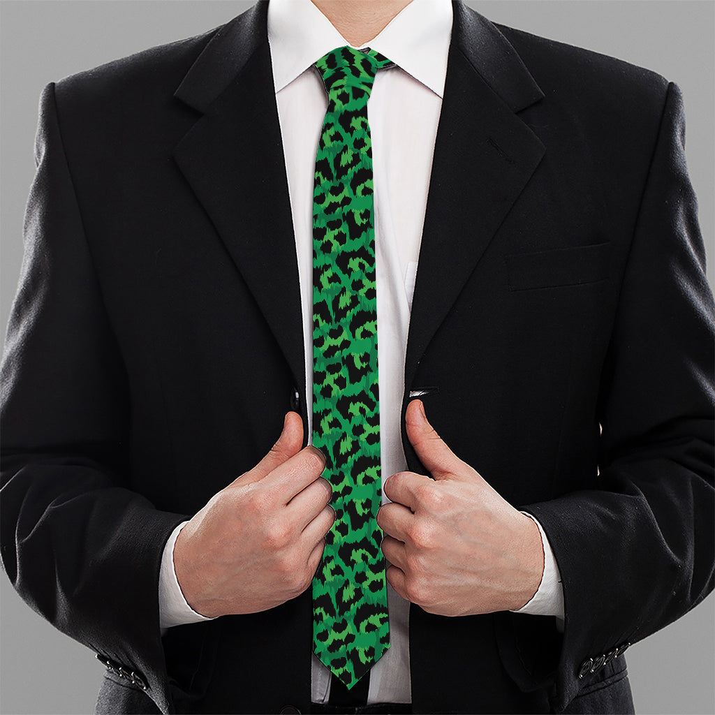 Green Leopard Print Necktie