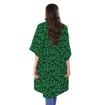 Green Leopard Print Open Front Beach Cover Up