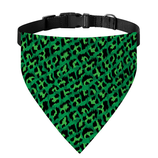 Green Leopard Print Over The Collar Dog Bandana
