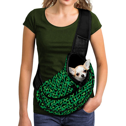 Green Leopard Print Pet Sling Carrier