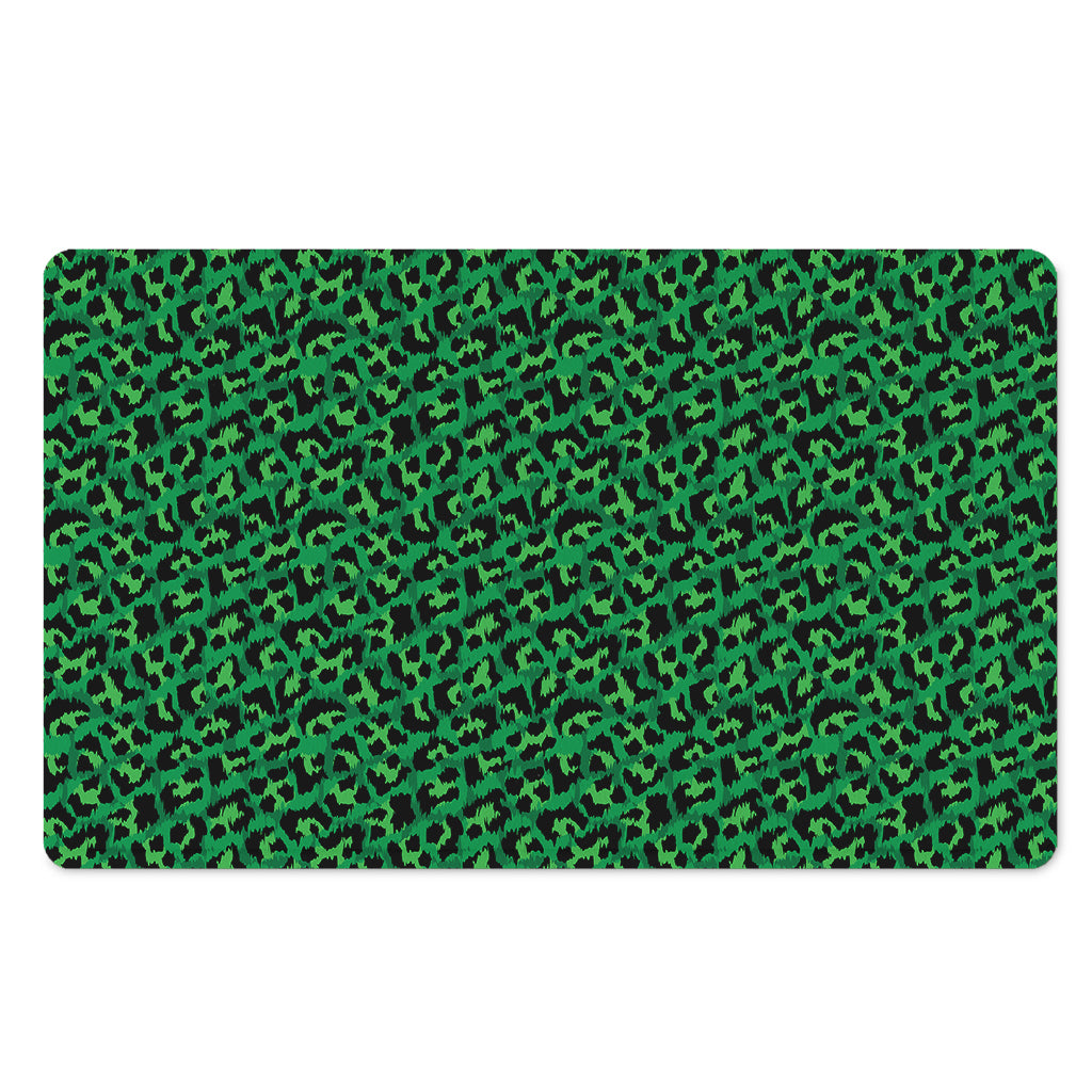 Green Leopard Print Polyester Doormat