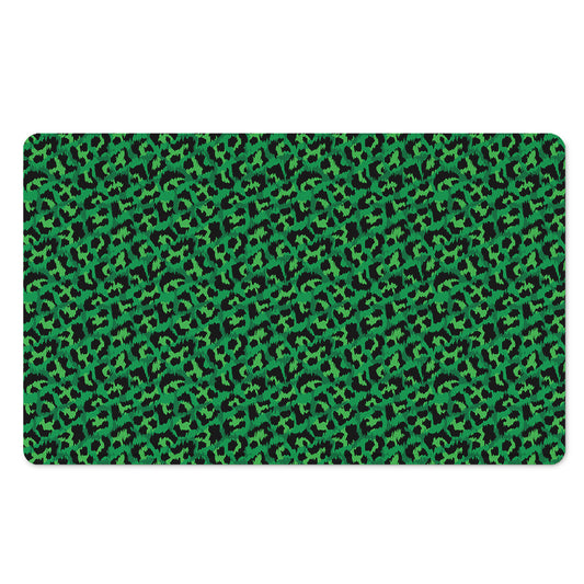 Green Leopard Print Polyester Doormat
