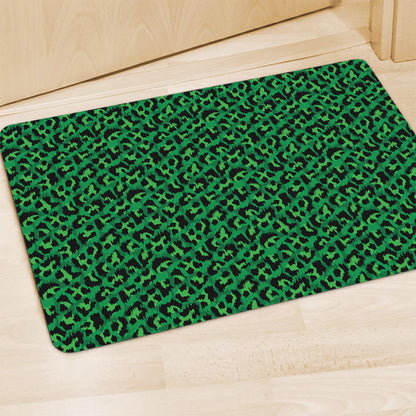 Green Leopard Print Polyester Doormat