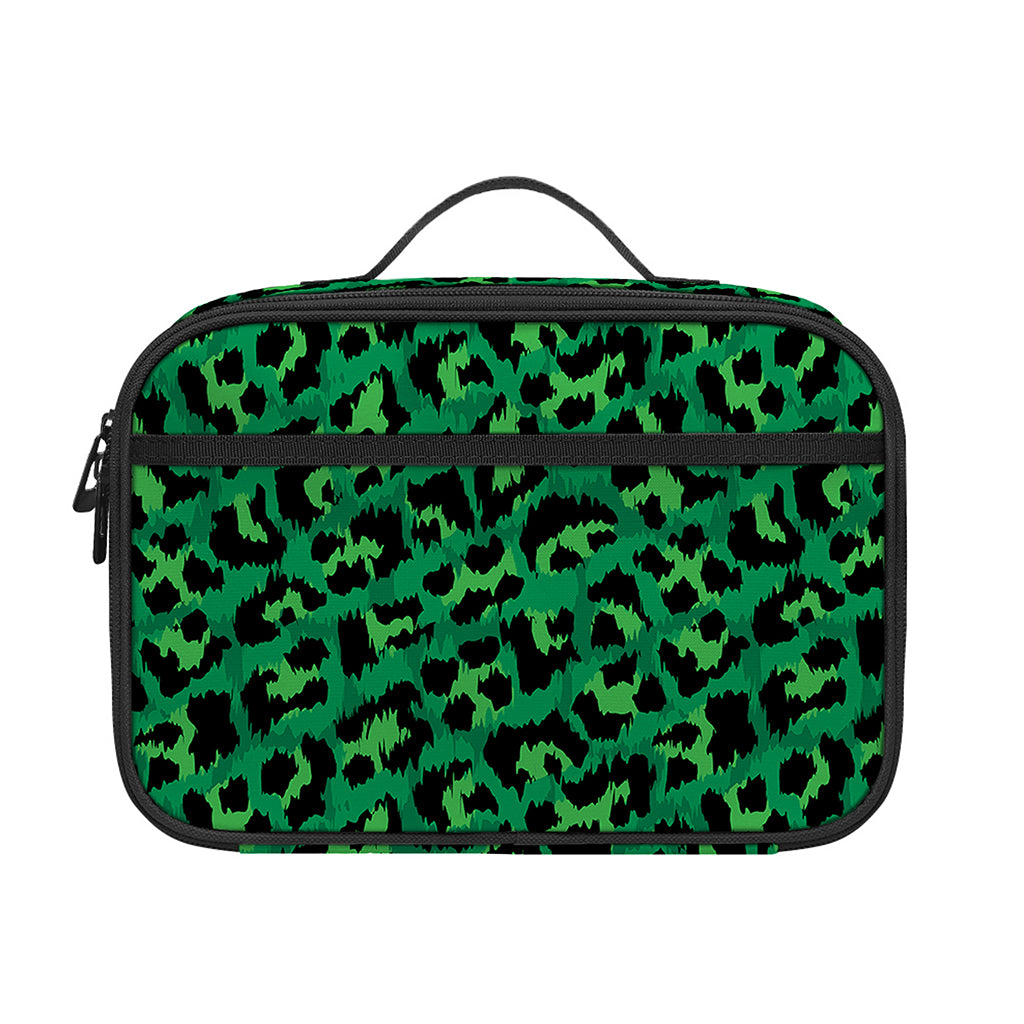 Green Leopard Print Portable Lunch Bag