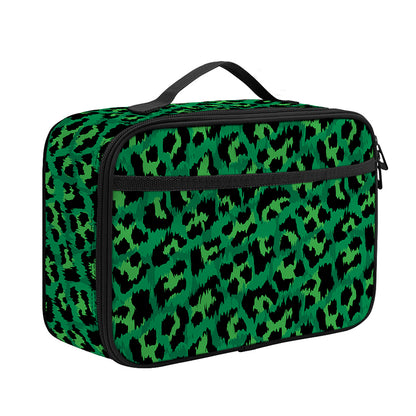 Green Leopard Print Portable Lunch Bag