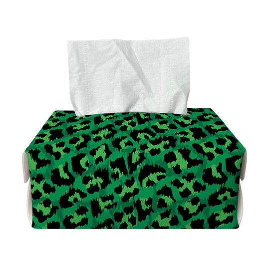 Green Leopard Print Rectangle Tissue Box Cover